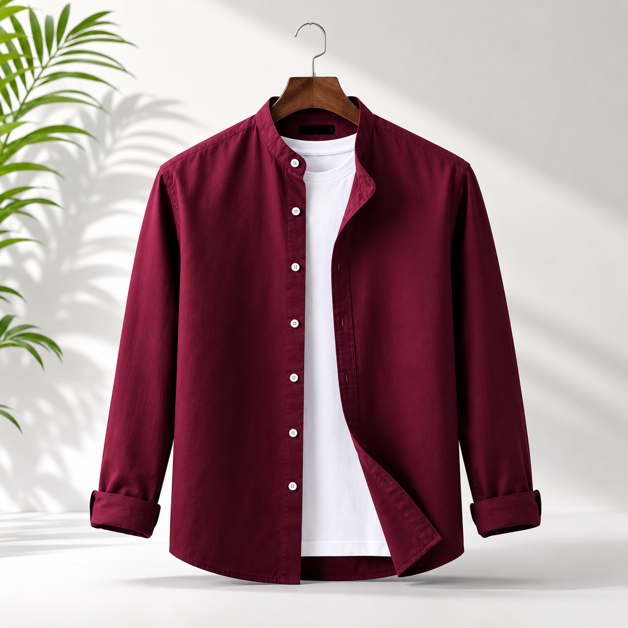 Premium Oxford Cotton Wine Red Collar Shirt